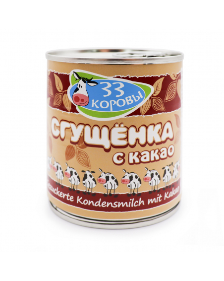 "33 Korovy" Gezuckerte Kondensmilch mit Kakao 8% Fett 397g