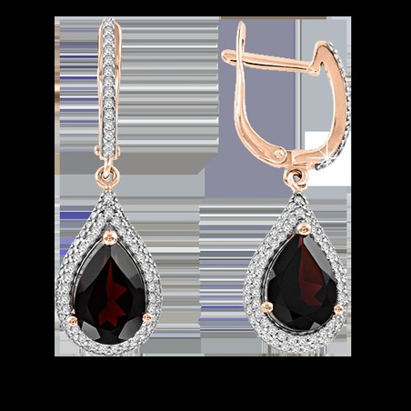 Серьги с гранатами и фианитами