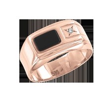 Мужское кольцо с ониксом и фианитом