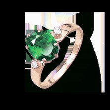 Кольцо с изумрудом и фианитами