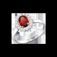 Damenring mit Granat und Zirkonia