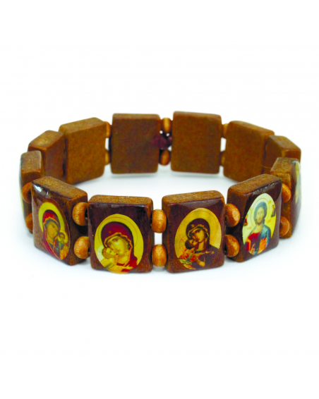 Holzarmband mit Heiligenbildern