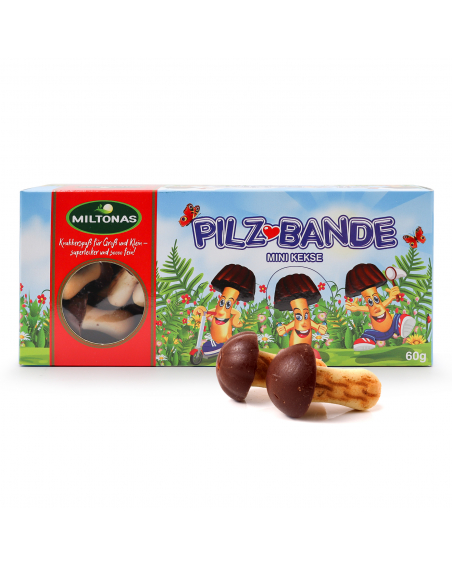 Fröhliche Pilz-Bande - Mini Keks 60g mit Schokolade Miltonas