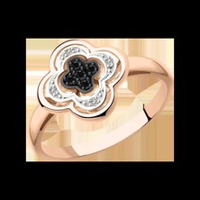 Damenring Blume mit schwarzen Brillanten